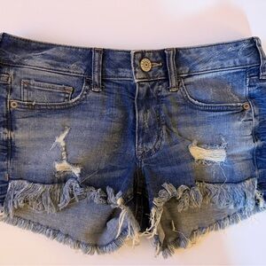 Express Distressed Blue Denim Shorts